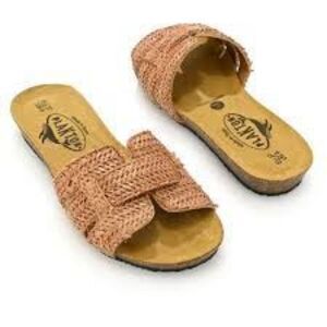 Plakton Women's Size 9 Brown Raffia Sandals Summer Comfort Shoes Beachy Boho NWT